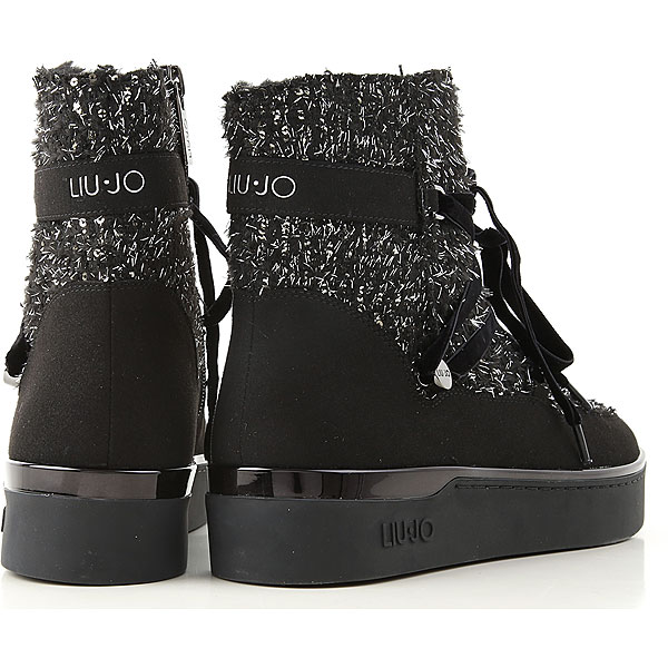 Scarpe Donna LIU JO Stivaletti Platform in Suede colore Nero a sconto