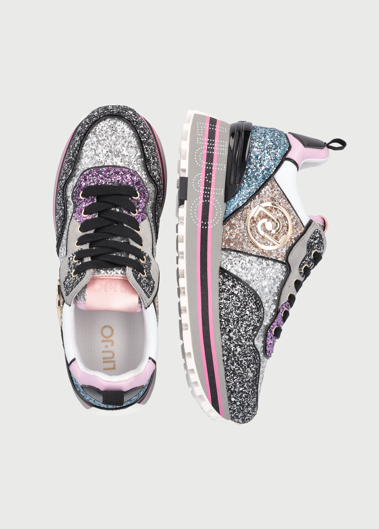 Scarpe Donna LIU JO Sneakers in Cavallino e Glitter colore Nero e Leopard a  sconto