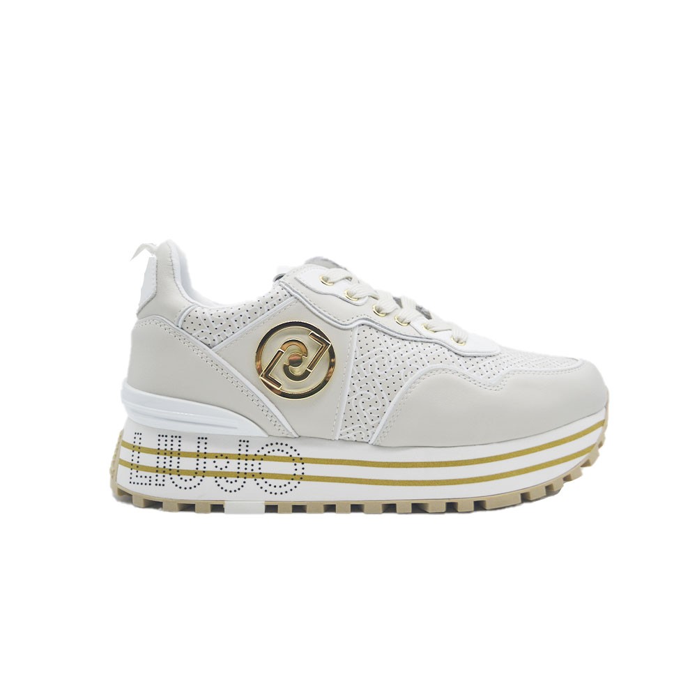 Sneakers maxi wonder 24 calf leather spread milk LIU JO - Bolero Boutique