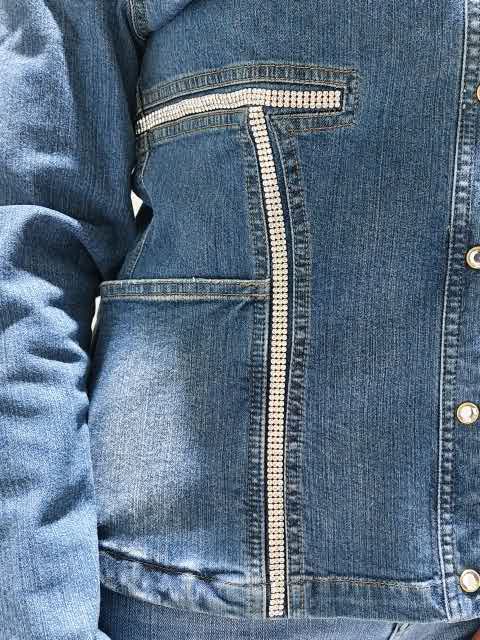 GIACCA tinta unita denim ANGELO MARANI swarovski - Bolero Boutique